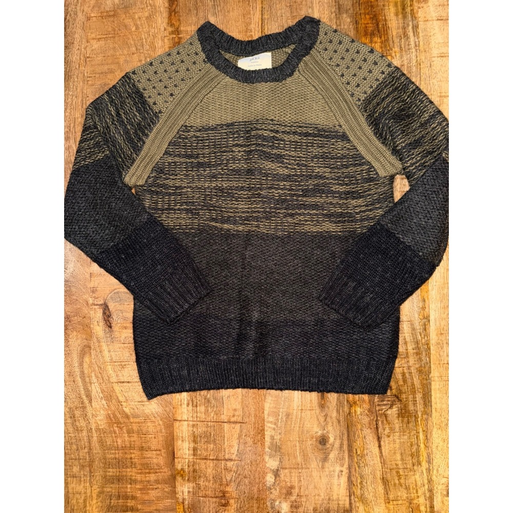 ZARA Knitwear Kids 9-10 140cm Colorblock Textured Knit Crewneck Sweater